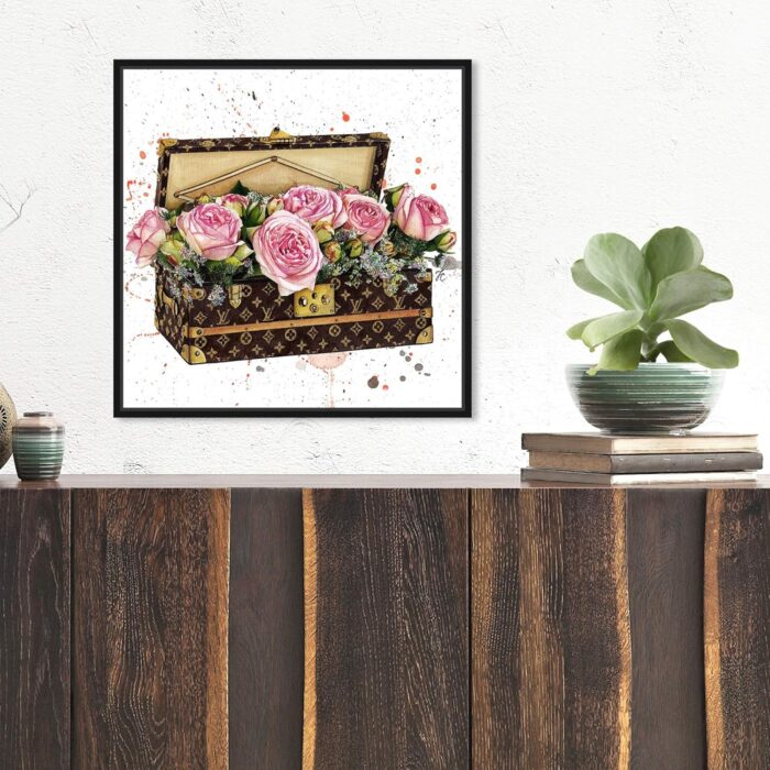 1747528361 the oliver gal artist co. fashion and glam wall art canvas prints doll memories trunk full of flowers travel essentials home decor 16 in x 16 in pink brown.jpg
