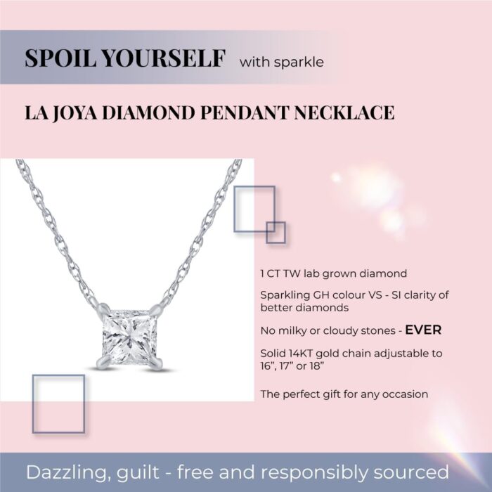 1747540579 princess cut solitaire diamond necklace real 14k white gold gh vssi floating 12 carat lab grown diamond pendant necklace for women sparkly diamond jewelry for women.jpg