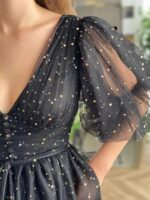 1747544859 sparkle starry tulle prom dresses puffy sleeve evening gowns slit formal party dress with pockets tea length.jpg