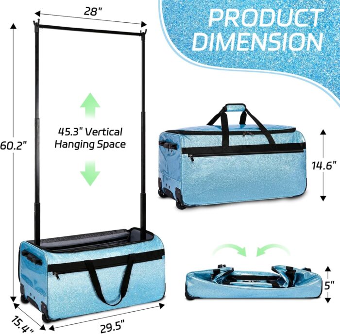 1747546749 dance bag with garment rack omidel 29 rolling dance competition duffle bag with garment rack silent wheels collapsible dance suitcase for dance competition shows recitals travel.jpg