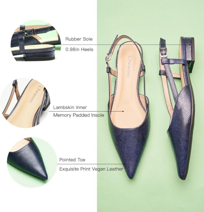 1747558954 c.paravano womens slingback flats snakeskin print pointed toe slingback flats for women slingback sandals adjustable ankle strap shoes.jpg