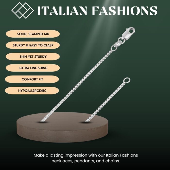 1747562547 real solid 14k yellow or white gold 0.50mm 1.3mm diamond cut square mirror box veneziana chain necklace with lobster claw clasp multiple lengths available men women made in italy.jpg