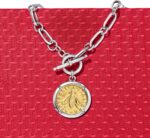 1747566218 ross simons italian sterling silver and 18kt gold over sterling replica bumblebee lira coin paper clip link toggle necklace.jpg