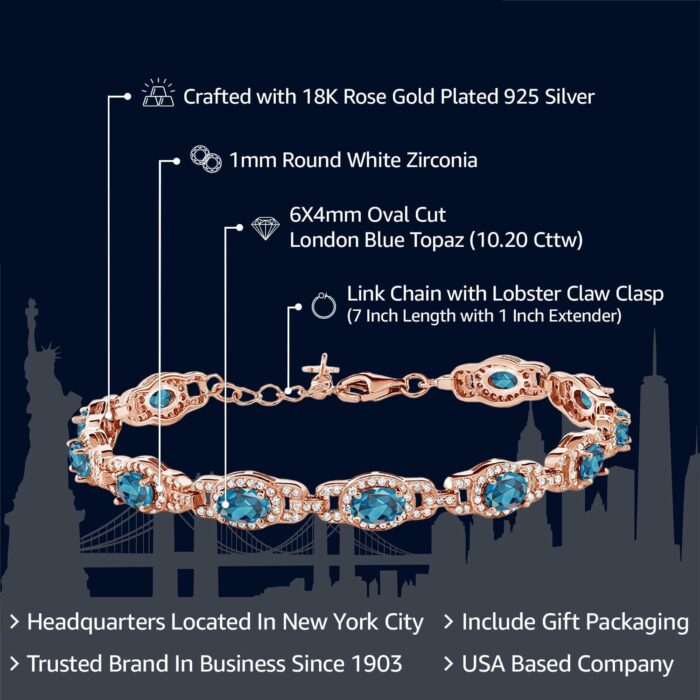 1747569927 gem stone king 18k rose gold plated silver oval gemstone birthstone tennis bracelet for women oval 6x4mm 7 inch with 1 inch extender fine jewelry gifts for her mom women wife.jpg