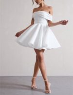 1747577787 satin wedding dresses for bride off shoulder bowknot short homecoming dresses for teens puffy sleeve prom party gown.jpg