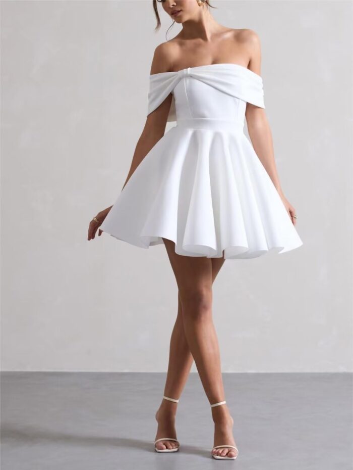 1747577789 satin wedding dresses for bride off shoulder bowknot short homecoming dresses for teens puffy sleeve prom party gown.jpg