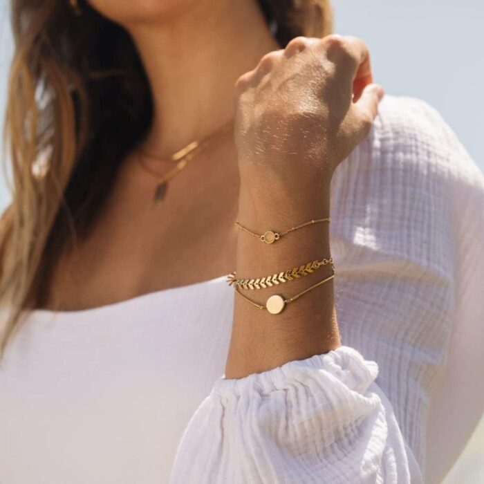 1747588224 rose quartz bracelet set hypoallergenic 14k gold plated brass stackable bracelets womens bracelets customizable everyday luxury jewelry gifts for mom.jpg