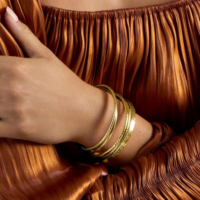 1747595543 ross simons 18kt gold over sterling jewelry set 5 textured bangle bracelets.jpg