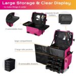 1747630999 byootique 2 in1 soft sided rolling makeup case unseasonable bright cosmetic train case with wheels and removable organizer deep pink.jpg