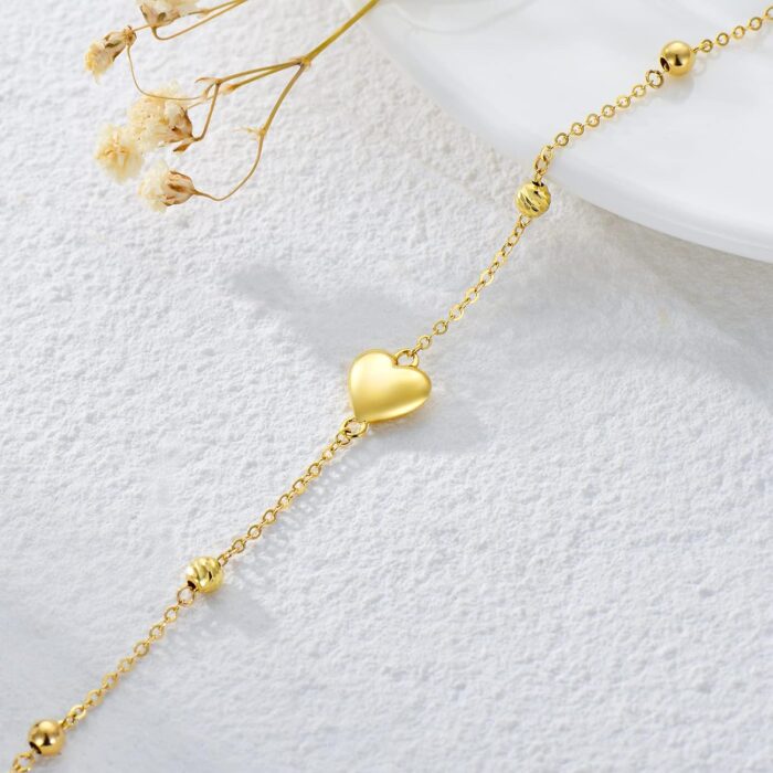 1747632271 sisgem solid 14k gold heart bracelet for women real gold beaded station bracelet anniversary birthday jewelry gifts for her momwife mothers day 6.511 inch.jpg