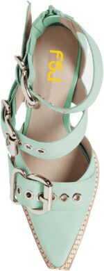 1747661661 fsj women pointed toe metal buckle hollow out leather strappy medium thick wedge stacked heel sandal zipper fashion pumps shoes size 4 16 us.jpg