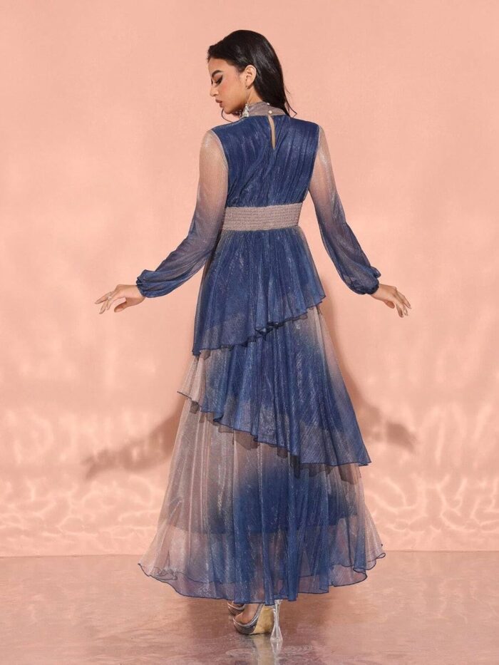 1747673114 women 2025 casual midi dress elegant dress with stand collar lantern sleeves.jpg