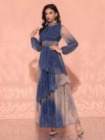 1747673118 women 2025 casual midi dress elegant dress with stand collar lantern sleeves.jpg