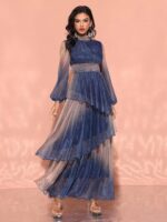 1747673120 women 2025 casual midi dress elegant dress with stand collar lantern sleeves.jpg
