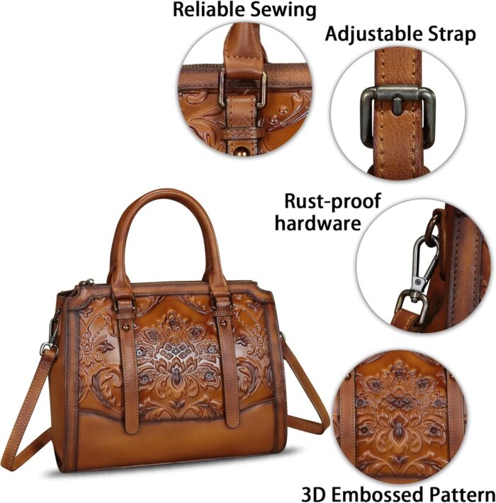 1747724842 genuine leather purses and handbags for women vintage embossed leather top handle satchel crossbody shoulder bag with strap.jpg