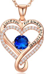 18k rose gold necklace for women wife birthday wedding anniversary for her infinity heart birthstone jewelry for girlfriend mom daughter.jpg