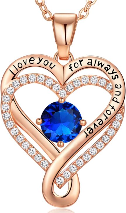 18k rose gold necklace for women wife birthday wedding anniversary for her infinity heart birthstone jewelry for girlfriend mom daughter.jpg
