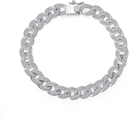 18k white gold cuban womens full diamond bracelet with gift box womens high end gift birthday gift.jpg