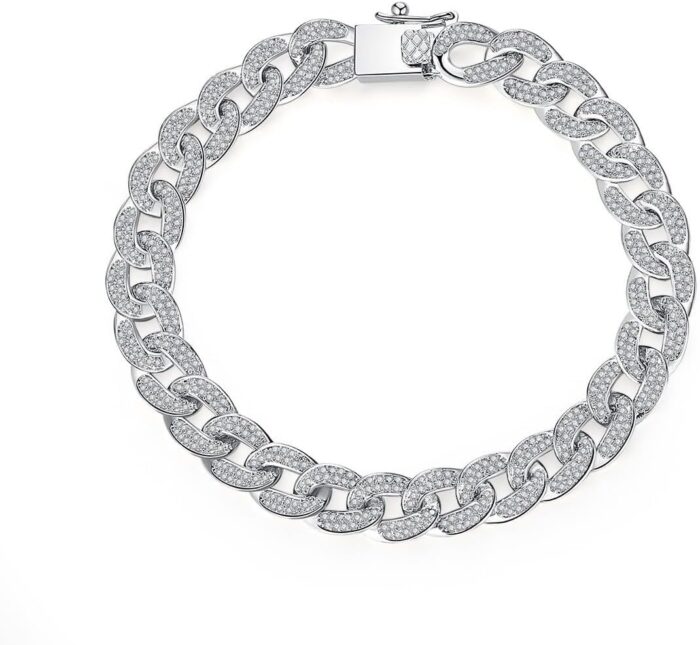 18k white gold cuban womens full diamond bracelet with gift box womens high end gift birthday gift.jpg