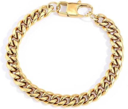 18k gold mens bracelet womens bracelet cuban style simple buckle easy to disassemble high end fashion gift.jpg