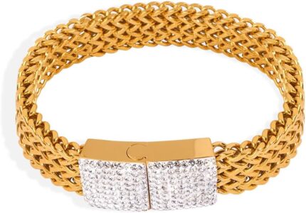 18k womens gold bracelet with moissanite and diamond inlay perfectly blending modern style high end jewelry gift ﻿.jpg