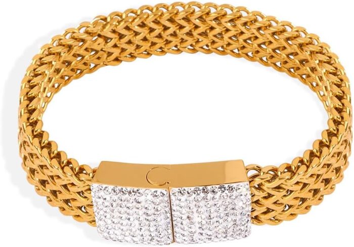 18k womens gold bracelet with moissanite and diamond inlay perfectly blending modern style high end jewelry gift ﻿.jpg