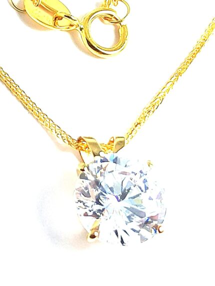18k solid gold luxury womens day gift for her 8mm diamond necklace pendant 1.5 carat solitaire diamond floating diamond necklace yellow gold handmade jewellery for women.jpg