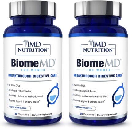 1md nutrition biomemd probiotics for women 62 billion cfus 16 strains with prebiotics supports vaginal urinary health doctor formulated 30 capsules 2 pack.jpg