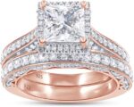 2 cttw princess cut lab created moissanite halo bridal set engagement ring for women in 14k gold plated sterling silver vvs1 clarity 2cttw.jpg