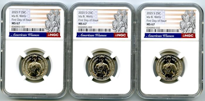 2025 p d s ida b. wells quarter ngc ms67 first day of issue american women series 3 coin set.jpg