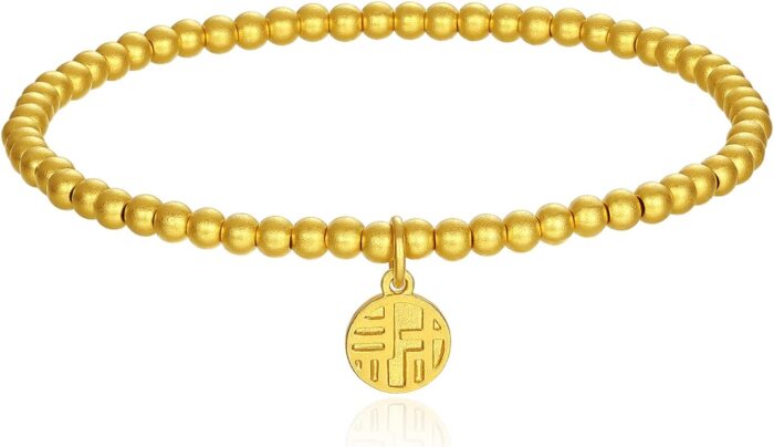 24k solid gold bracelet for women real pure gold jewelry dainty fortune gold coin plate gold bead bracelet for men girlfriend.jpg