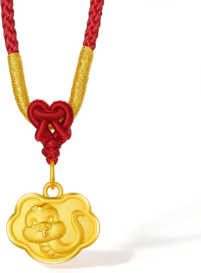 24k solid gold pendant snake necklace chinese zodiac pure gold cute animal jewelry red braided necklace for women mom birthday new year christmas 25.6 29.5.jpg