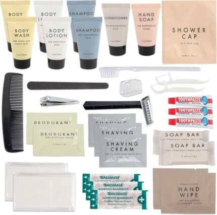 25 pack bulk travel size hygiene toiletries kits for homeless care package supplies bulk 35 piece complete toiletry kits bulk for men and women.jpg