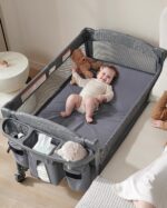 4 in 1 baby bassinet bedside sleeper 4 functions crib playard portable changing table bassinet for newborn baby bedsaide bed wwheelsbrakes.jpg