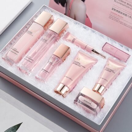 8 in 1 skincare makeup gift set with antioxidant complex – cleanser toner lotion，serum eye cream，bb cream velvet lip color – hydrating routine for all skin types daily glow essentials ﻿.jpg