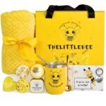 Amind the little bee yellow gift box for women with honey scent candle and soap chamomile bath bomb shower steamers cozy throw blanket yellow tumbler heart key chain greeting card and gift bag.jpg