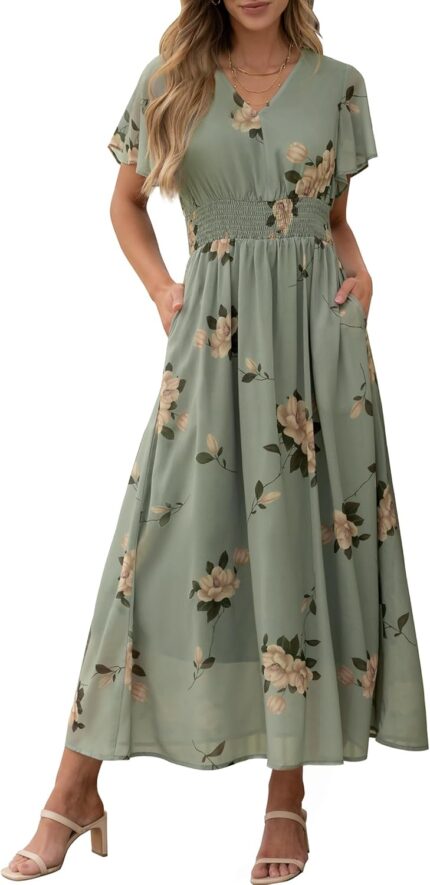 Anrabess womens summer floral maxi dress casual v neck short sleeve chiffon boho flowy beach 2025 wedding guest long dresses.jpg