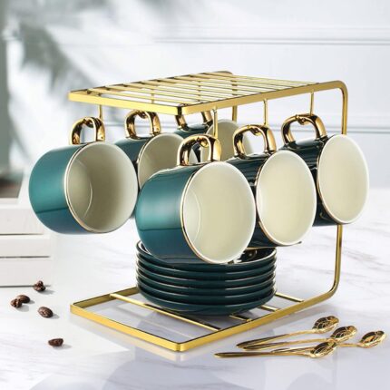 Afternoon tea coffee cup and saucer set with frame ceramic teapot heat resistant set nordic light luxury high end ceramic tea set for home office giftsb e.jpg