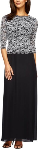 Alex evenings womens 34 sleeve stretch lace bodice one piece mother of the bride dress petite and regular sizes.jpg