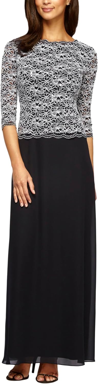 Alex evenings womens 34 sleeve stretch lace bodice one piece mother of the bride dress petite and regular sizes.jpg
