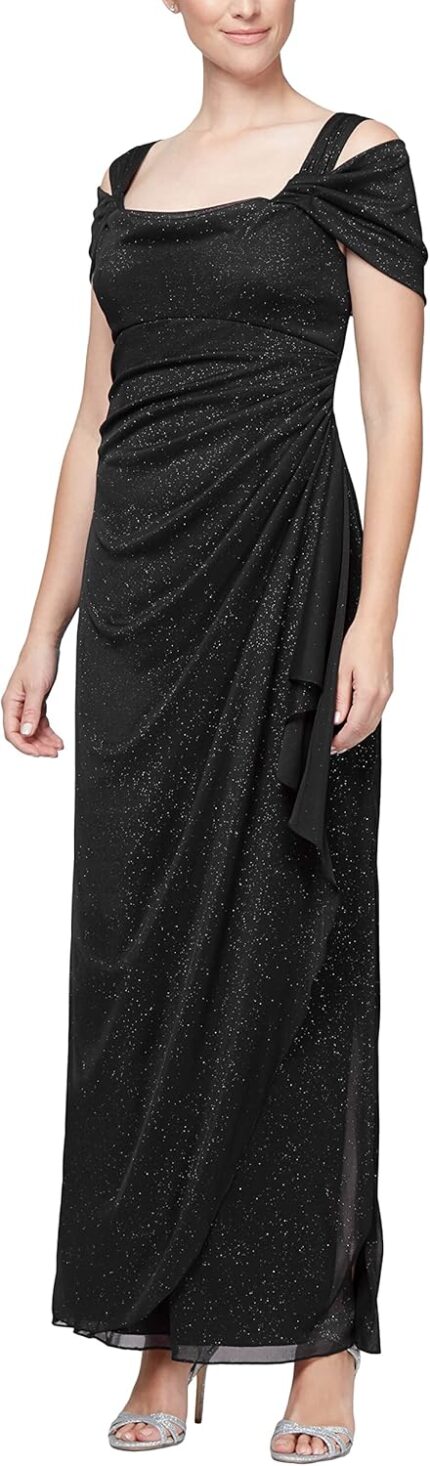 Alex evenings womens long cold shoulder dress mother of the bride formal events petite and regular sizes.jpg