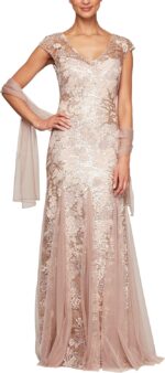 Alex evenings womens long fit and flare mother of the bride dress with godet detail petite and regular sizes.jpg