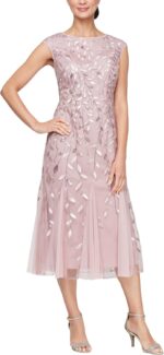 Alex evenings womens short embroidered cocktail dress wedding guest petite and regular sizes.jpg