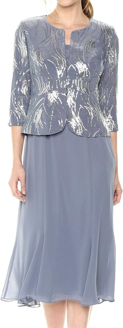 Alex evenings womens tea length jacket dress perfect for weddings formal events petite and regular sizes.jpg