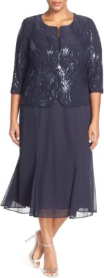 Alex evenings womens tea length mother of the bride jacket dress formal events wedding guest plus size.jpg
