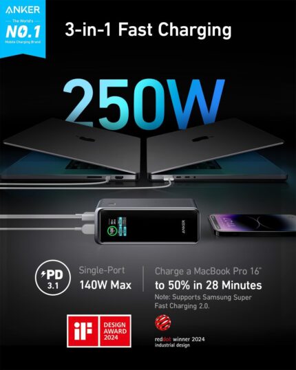 Anker prime 27650mah power bank 250w with 100w charging base with 30w max compact battery pack travel essentials for iphone 15 series galaxy macbook.jpg