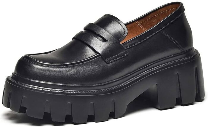 Beau today chunky loafers womenplatform loafers for womenlug sole slip on leather classic penny shoescomfortable office work business casual dress shoes.jpg