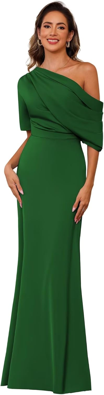 Bitaly one shoulder satin mother of the bride dress for wedding with sleeves formal dress for women bi157.jpg