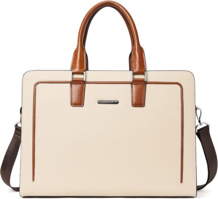 Bostanten women genuine leather briefcase tote business vintage handbag 15.6 laptop shoulder bag brown.jpg