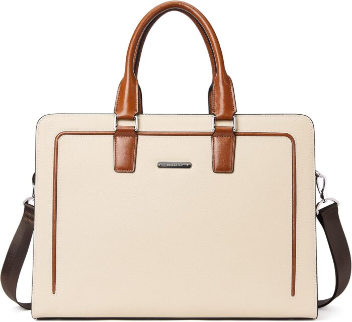 Bostanten women genuine leather briefcase tote business vintage handbag 15.6 laptop shoulder bag brown.jpg